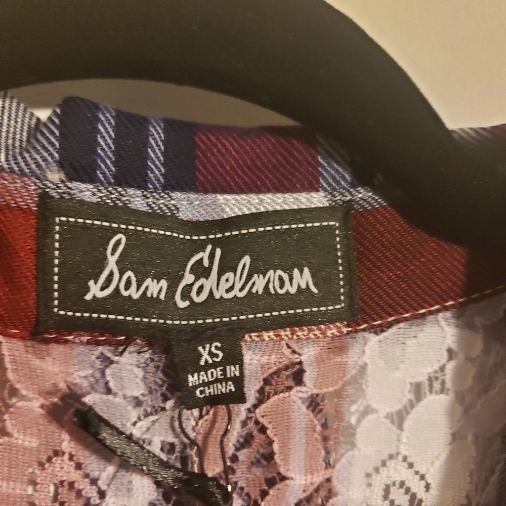 NWT Sam Edelman Riley Lace Back Plaid Shirt - Picture 8 of 10